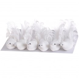 Set 6 porumbei albi ROYAL CURLS 12 cm