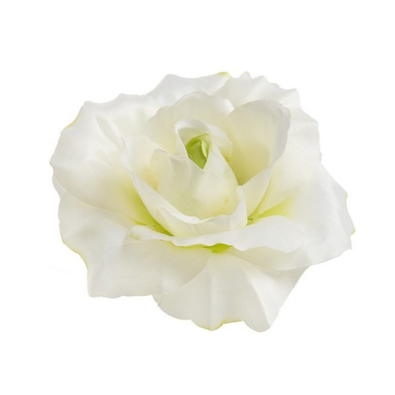 Cap trandafir artificial alb ondulat 10 cm