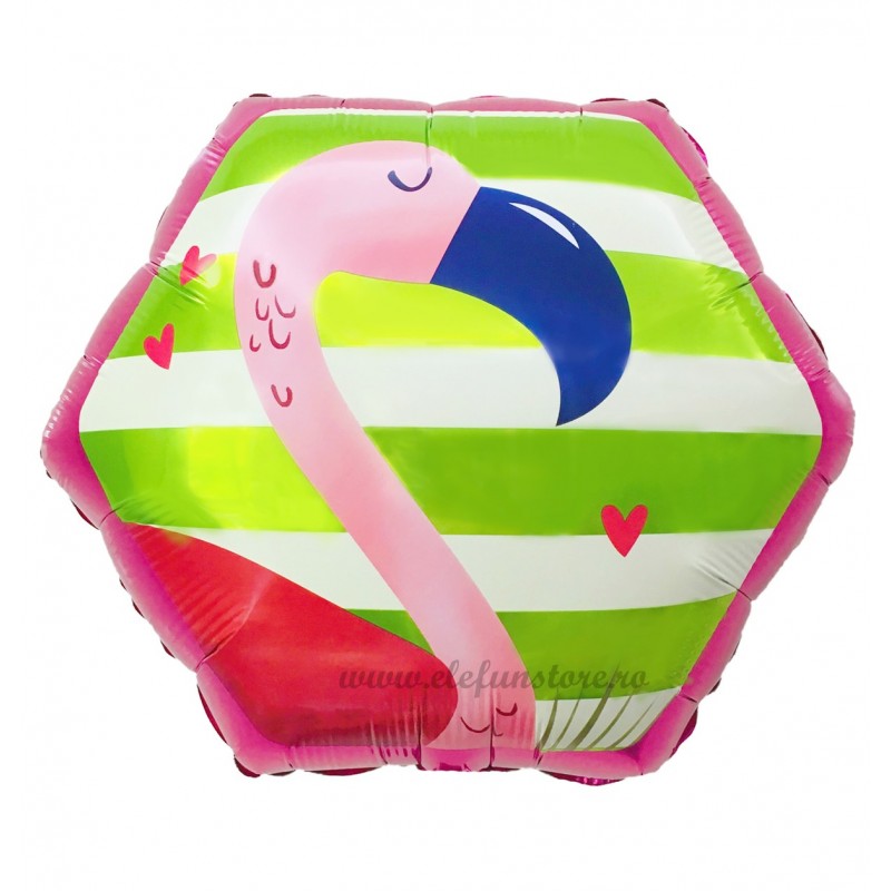 Balon Hexagon Flamingo Tropical 55cm