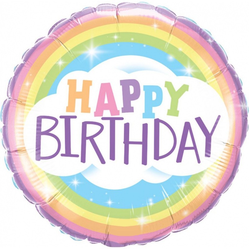 Balon Curcubeu Happy Birthday 45 cm