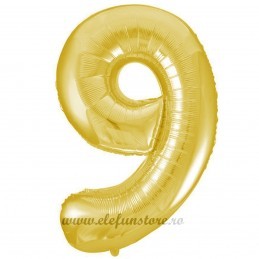 Balon Cifra 9 Auriu Slim 100 cm