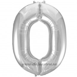 Balon Cifra 0 Argintiu Slim 100 cm