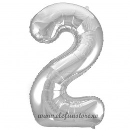 Balon Cifra 2 Argintiu Slim 100 cm