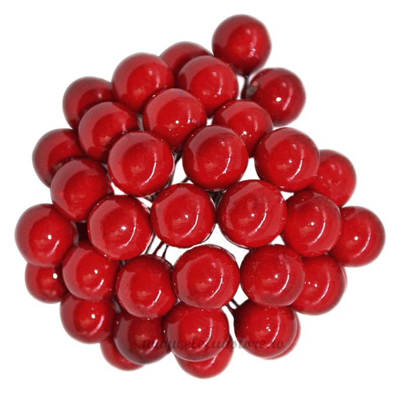 Set 100 Perle Rosii 10 mm, cu sarma