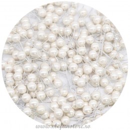 Set 100 Perle Albe 10 mm, cu sarma