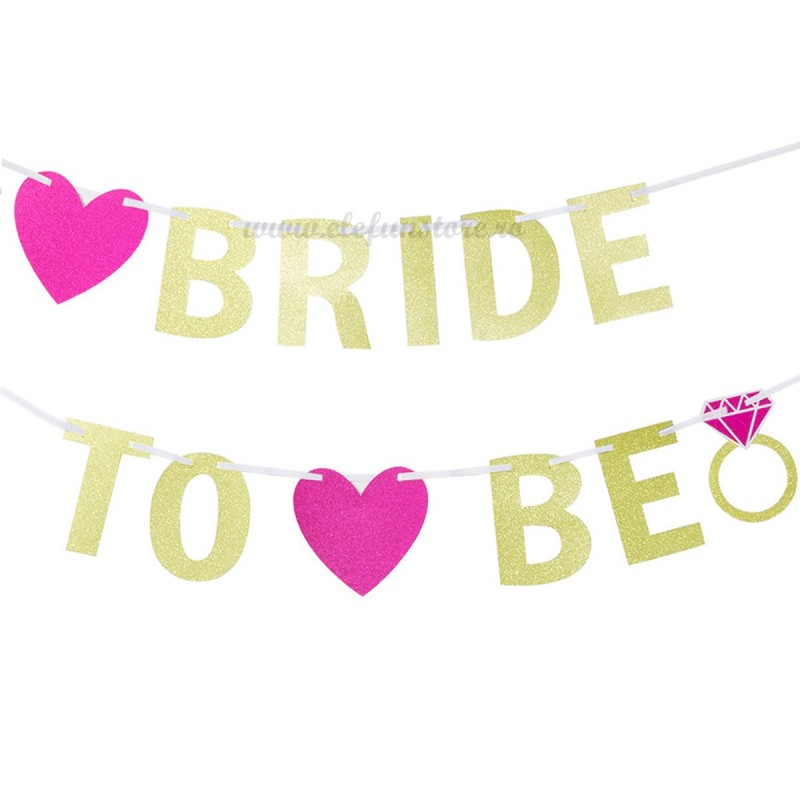 Banner Bride To Be Auriu cu sclipici 2m
