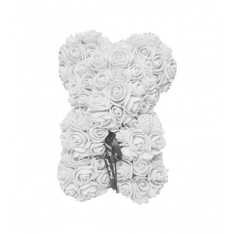 Ursulet din trandafiri albi 25 cm