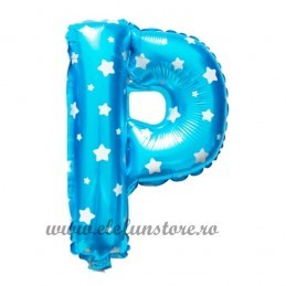 Balon " Litera P " Albastru cu Stelute