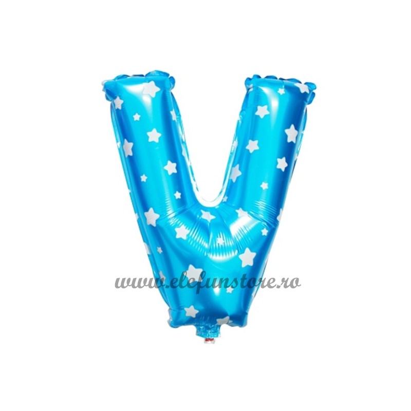 Balon " Litera V " Albastru cu Stelute