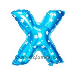 Balon " Litera X " Albastru cu Stelute