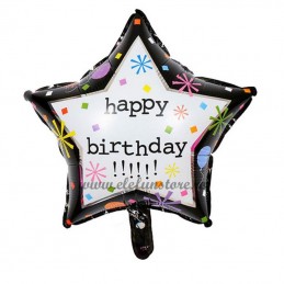 Balon Stea Neagra Happy Birthday 45cm