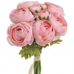 Flori artificiale | Ranunculus roz, 9 fire 25cm