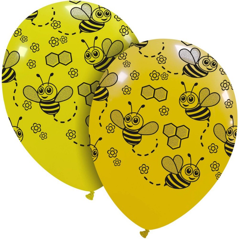 Set 10 baloane galbene cu albinute
