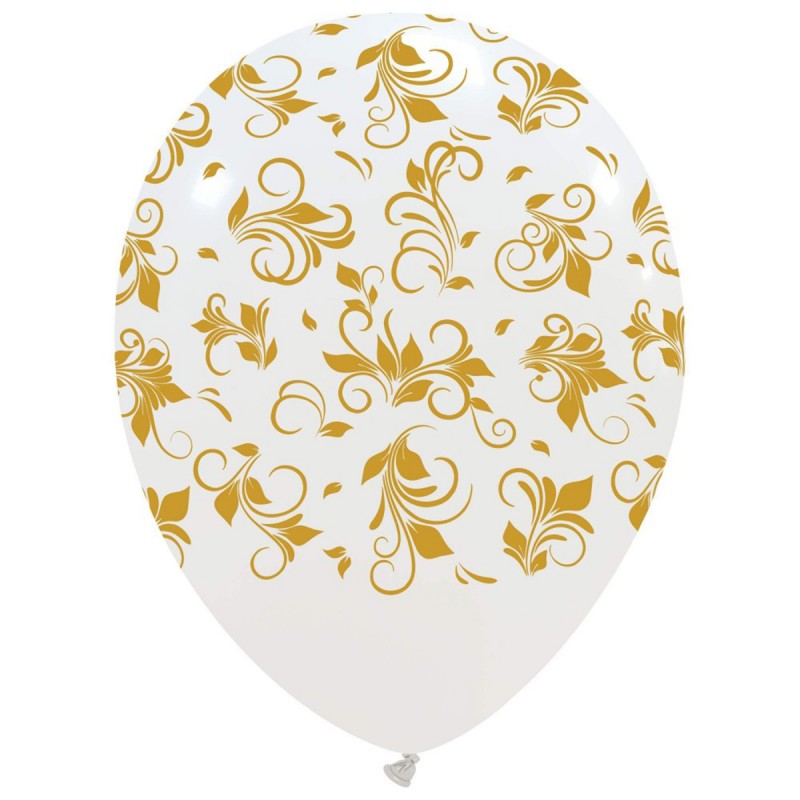 Set 10 baloane albe cu frunzulite aurii