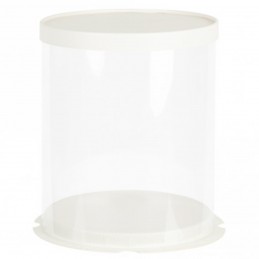 Cutie acetofan rotunda 23 cm, capac alb