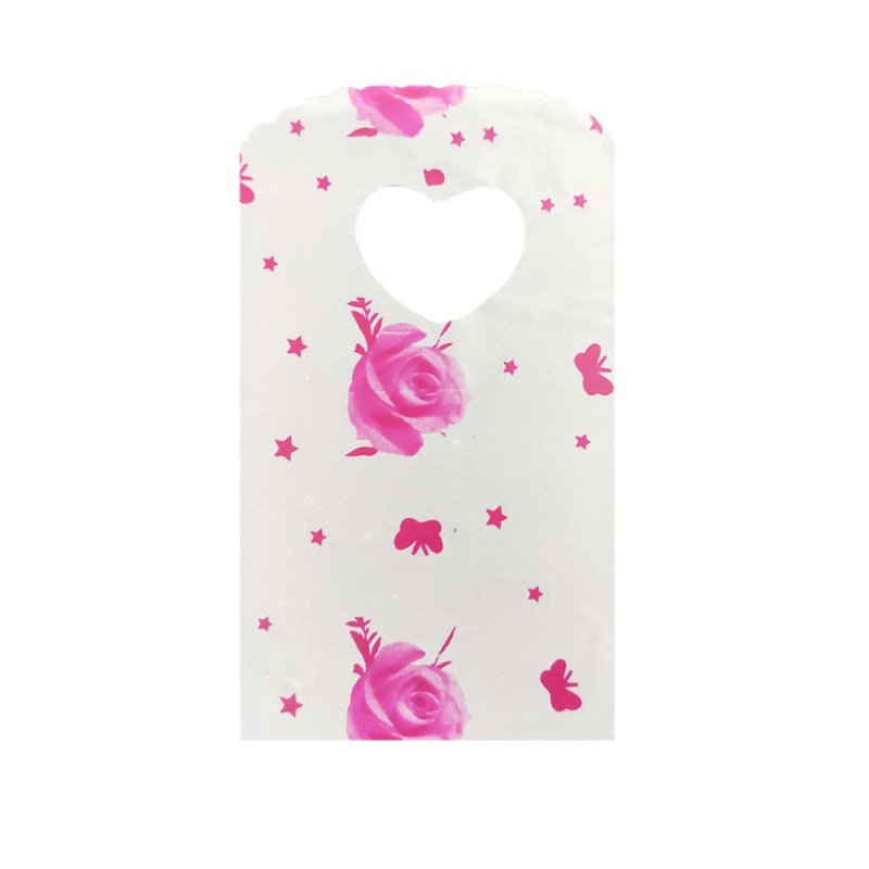 Set 50 Pungute cu trandafiri fucsia 14*9 cm