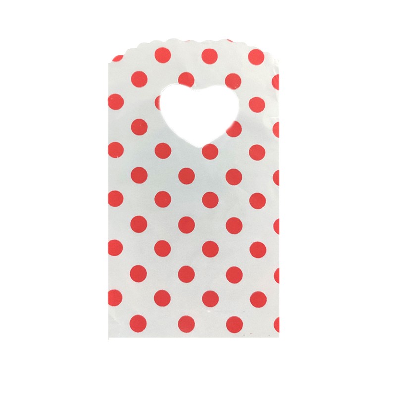 Set 50 Pungute albe cu bulinute rosii 14*9 cm