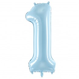 Balon Cifra 1 Baby Blue Slim 86cm