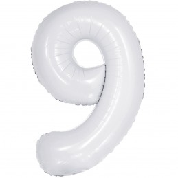 Balon Cifra 9 alb 100cm