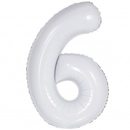 Balon Cifra 6 alb 100cm