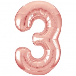 Balon Cifra 3 Rose Pink 100cm