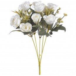 Trandafiri de gradina albi | flori artificiale 10 fire 30cm