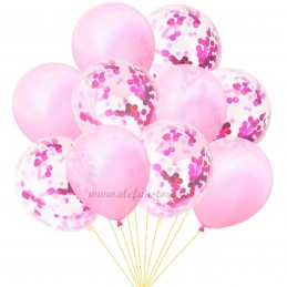 Set 10 Baloane cu Confetti Roz