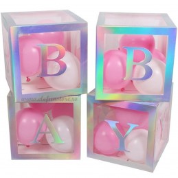 Set 4 cuburi BABY iridiscente, cutii 30cm