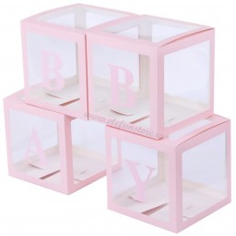 Set 4 cuburi BABY roz, cutii 30cm