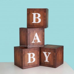 Set 4 cuburi BABY wood, cutii 30cm