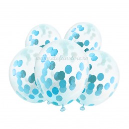 Set 5 Baloane cu Confetti Bleu