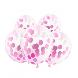 Set 5 Baloane cu Confetti Roz