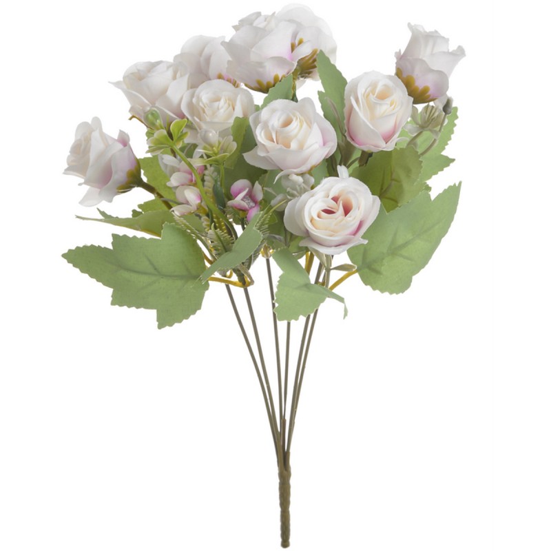 Trandafiri artificiali alb-roz pal 5 fire 30cm
