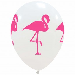 Set 10 baloane albe Flamingo