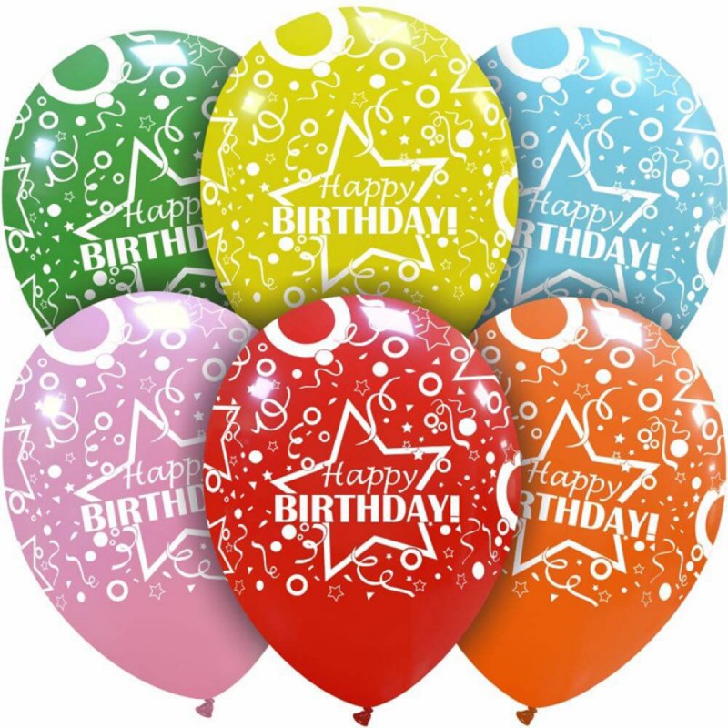 Set 10 baloane Happy Birthday Crazy Multicolore