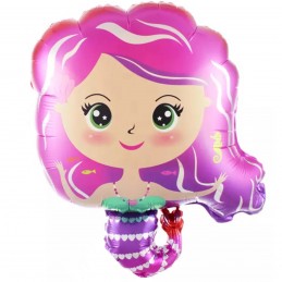 Balon fetita sirena roz 69cm