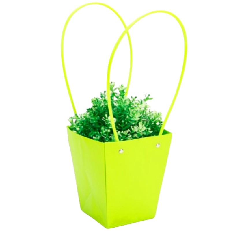 pardon curb Insightful Cutii din carton, posete, conuri, plicuri - Poseta mare verde lime cu  toarta din plastic pt flori / ghiveci 35cm