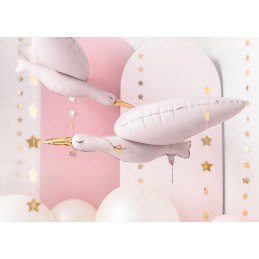 Balon barza, baby pink stork 103x60cm