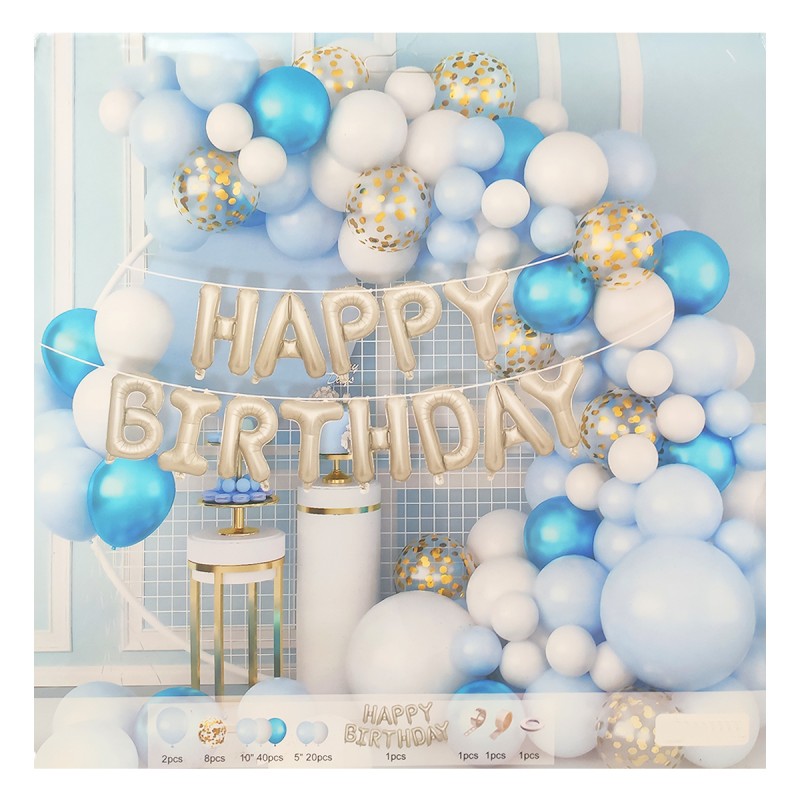 Arcada Baloane Aniversare Albastre Happy Birthday set 86 buc