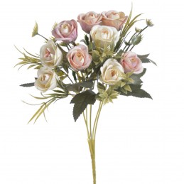 Buchet trandafiri | flori artificiale roz-crem 5 fire 30cm