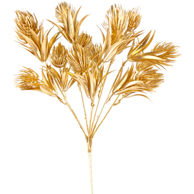 Buchet de frunze artificiale | Ciulini aurii (7 fire)