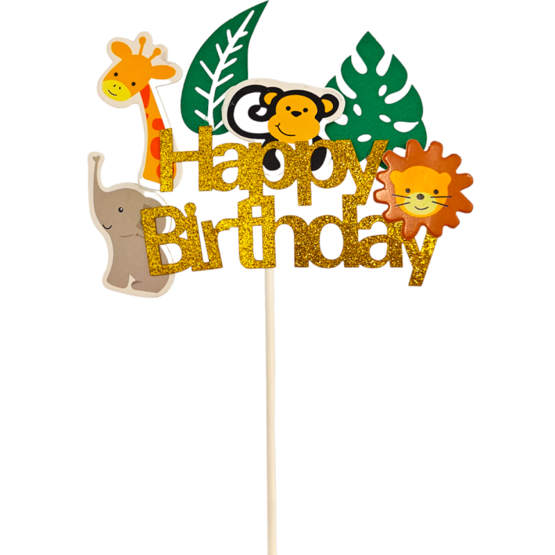 Decoratiune Tort Animalute Zoo Happy Birthday
