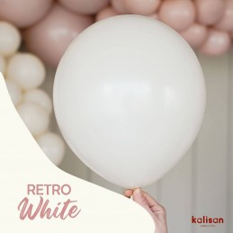 Baloane Latex Kalisan Retro White 13cm, 100buc