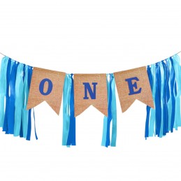 Banner One textil, albastru, prima aniversare