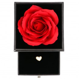 Cutie neagra cu trandafir si sertar pentru bijuterii + punga cadou