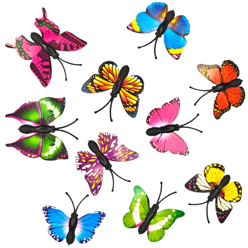 Fluturi colorati cu adeziv 4cm, set 20 buc