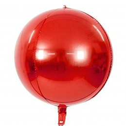 Balon Folie Orbz Rosu Metalizat, Sfera 3D 25cm