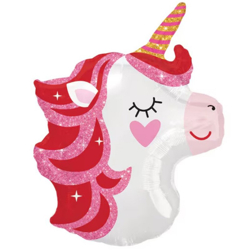 Balon Folie Unicorn cu Inimioara