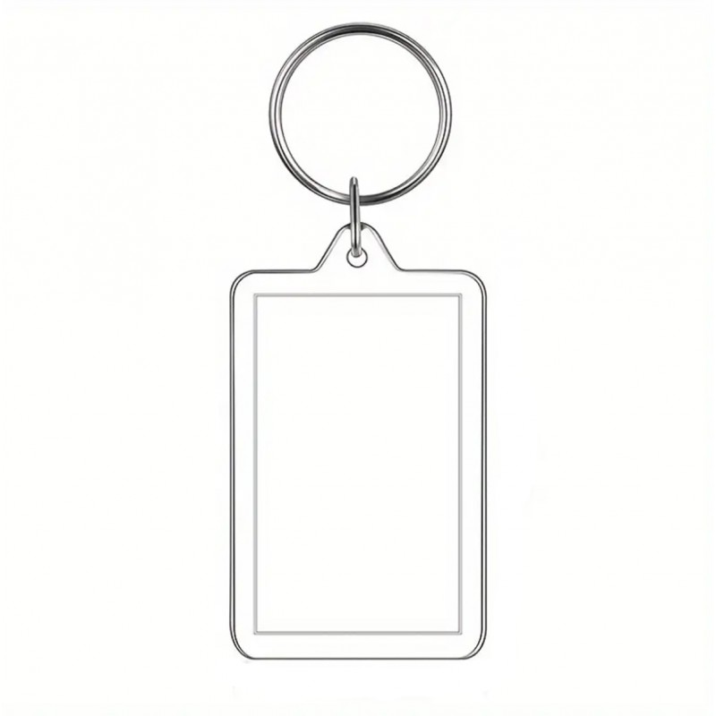 Breloc transparent dreptunghiular mare, insertie foto 6x4.5cm