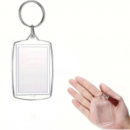 Breloc plastic transparent dreptunghiular mic, insertie foto